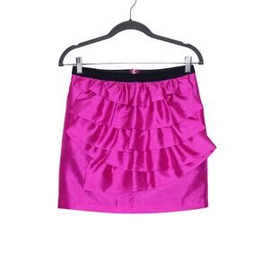 FUMBLIN' FOE Ruffle Front Skirt Fuchsia Pink Pencil Mini Length Women's XS